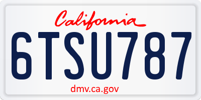 CA license plate 6TSU787