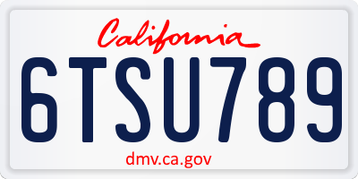 CA license plate 6TSU789
