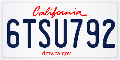 CA license plate 6TSU792