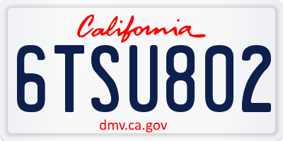 CA license plate 6TSU802
