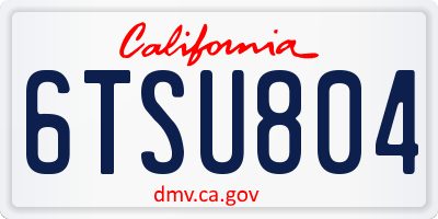 CA license plate 6TSU804
