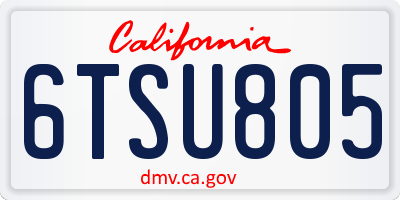 CA license plate 6TSU805