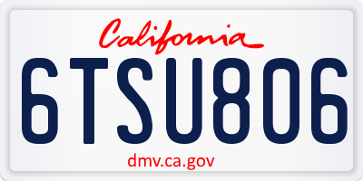 CA license plate 6TSU806