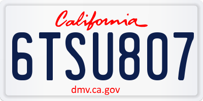 CA license plate 6TSU807