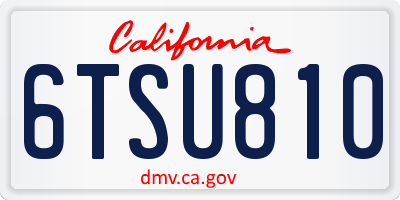 CA license plate 6TSU810