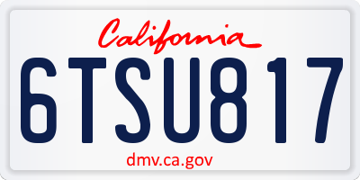CA license plate 6TSU817