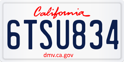 CA license plate 6TSU834