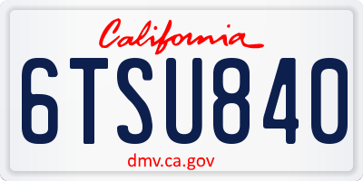 CA license plate 6TSU840
