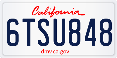 CA license plate 6TSU848
