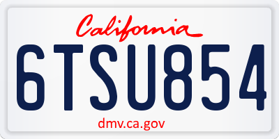 CA license plate 6TSU854
