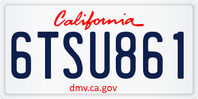 CA license plate 6TSU861
