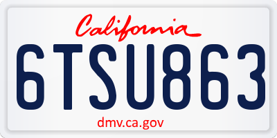 CA license plate 6TSU863