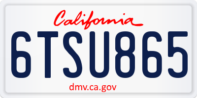 CA license plate 6TSU865