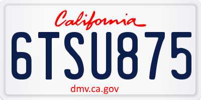 CA license plate 6TSU875