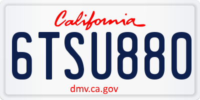 CA license plate 6TSU880