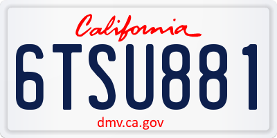 CA license plate 6TSU881