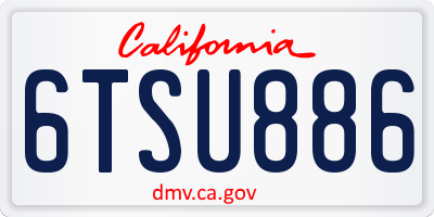 CA license plate 6TSU886