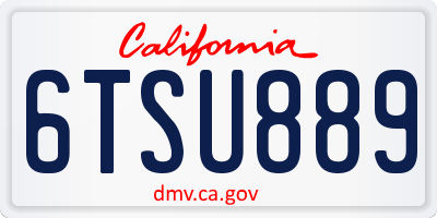 CA license plate 6TSU889