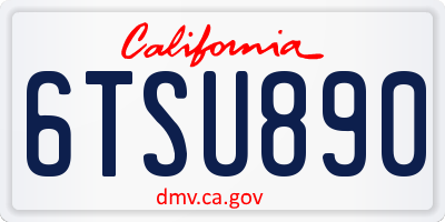 CA license plate 6TSU890