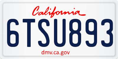 CA license plate 6TSU893