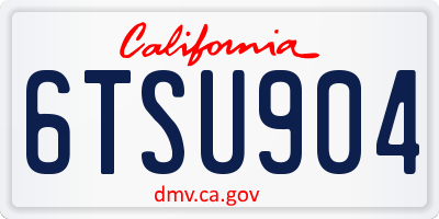 CA license plate 6TSU904