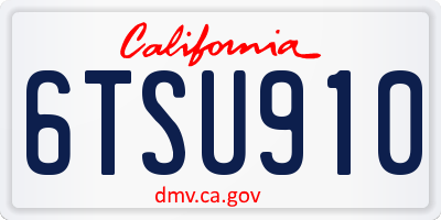 CA license plate 6TSU910