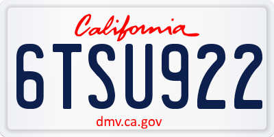 CA license plate 6TSU922