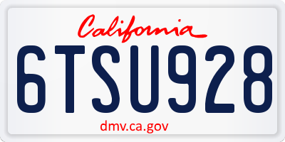 CA license plate 6TSU928
