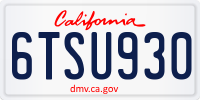 CA license plate 6TSU930