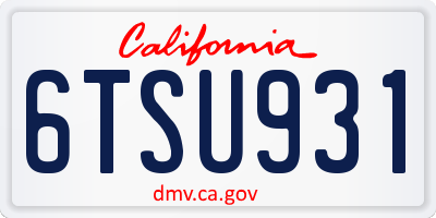 CA license plate 6TSU931