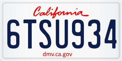 CA license plate 6TSU934