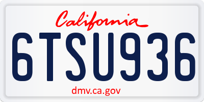 CA license plate 6TSU936