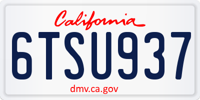 CA license plate 6TSU937