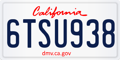 CA license plate 6TSU938