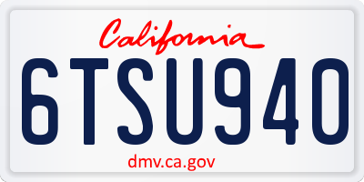 CA license plate 6TSU940