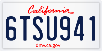 CA license plate 6TSU941
