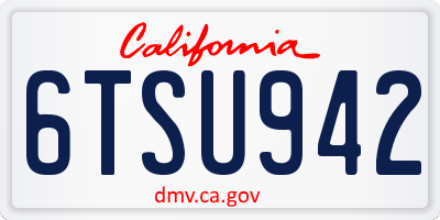 CA license plate 6TSU942