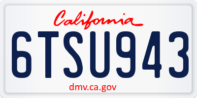 CA license plate 6TSU943