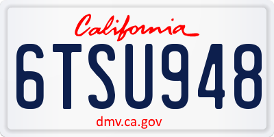 CA license plate 6TSU948