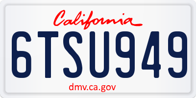 CA license plate 6TSU949