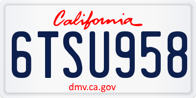 CA license plate 6TSU958