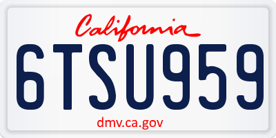 CA license plate 6TSU959