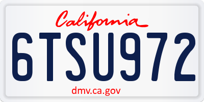 CA license plate 6TSU972