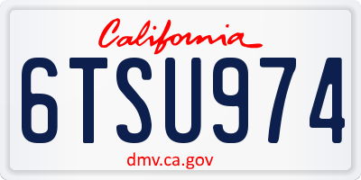 CA license plate 6TSU974
