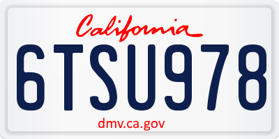 CA license plate 6TSU978