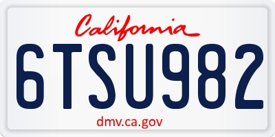 CA license plate 6TSU982