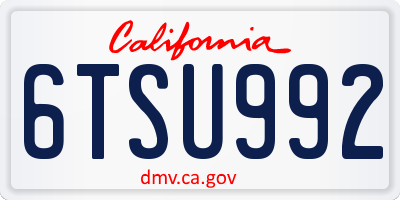 CA license plate 6TSU992