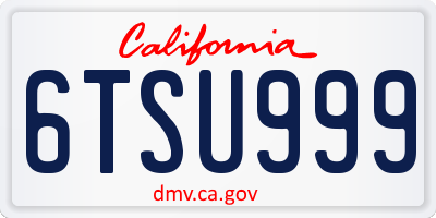 CA license plate 6TSU999