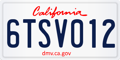CA license plate 6TSV012