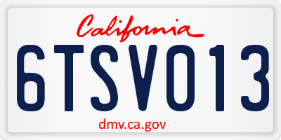 CA license plate 6TSV013